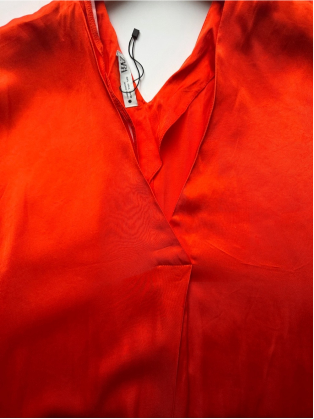 Zara Red Orange Satin Kaftan Maxi Dress Oversized One Size - Picture 4 of 8